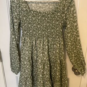 Floral Green Kids Dress